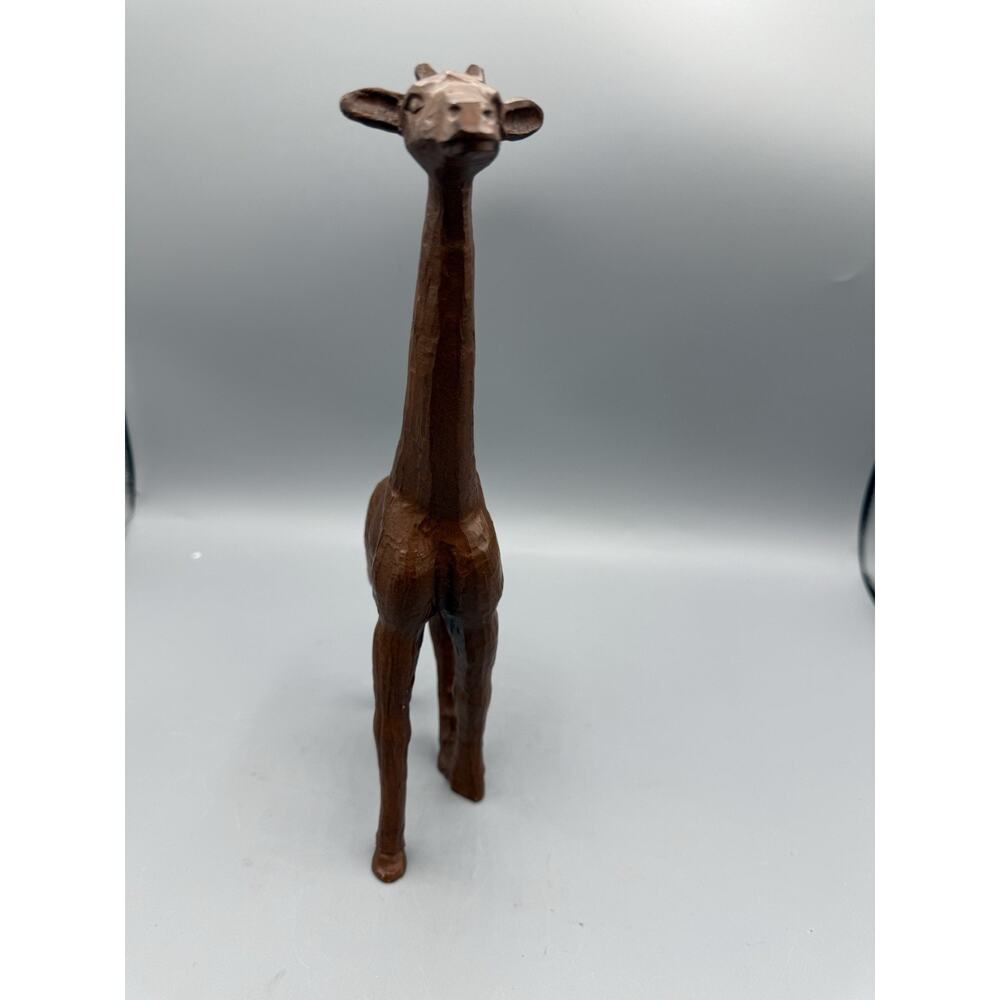 Hand Carved Wooden Giraffe Figurine Folk Art Safari Animal Statue 10”